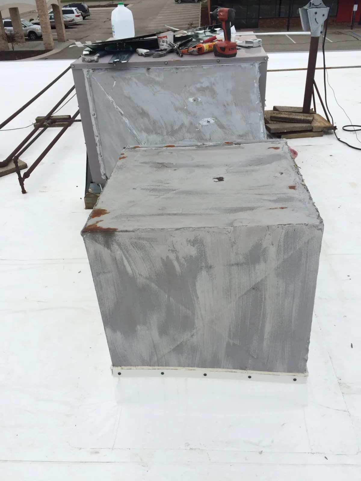 Commercial HVAC curb adapter on a flat roof