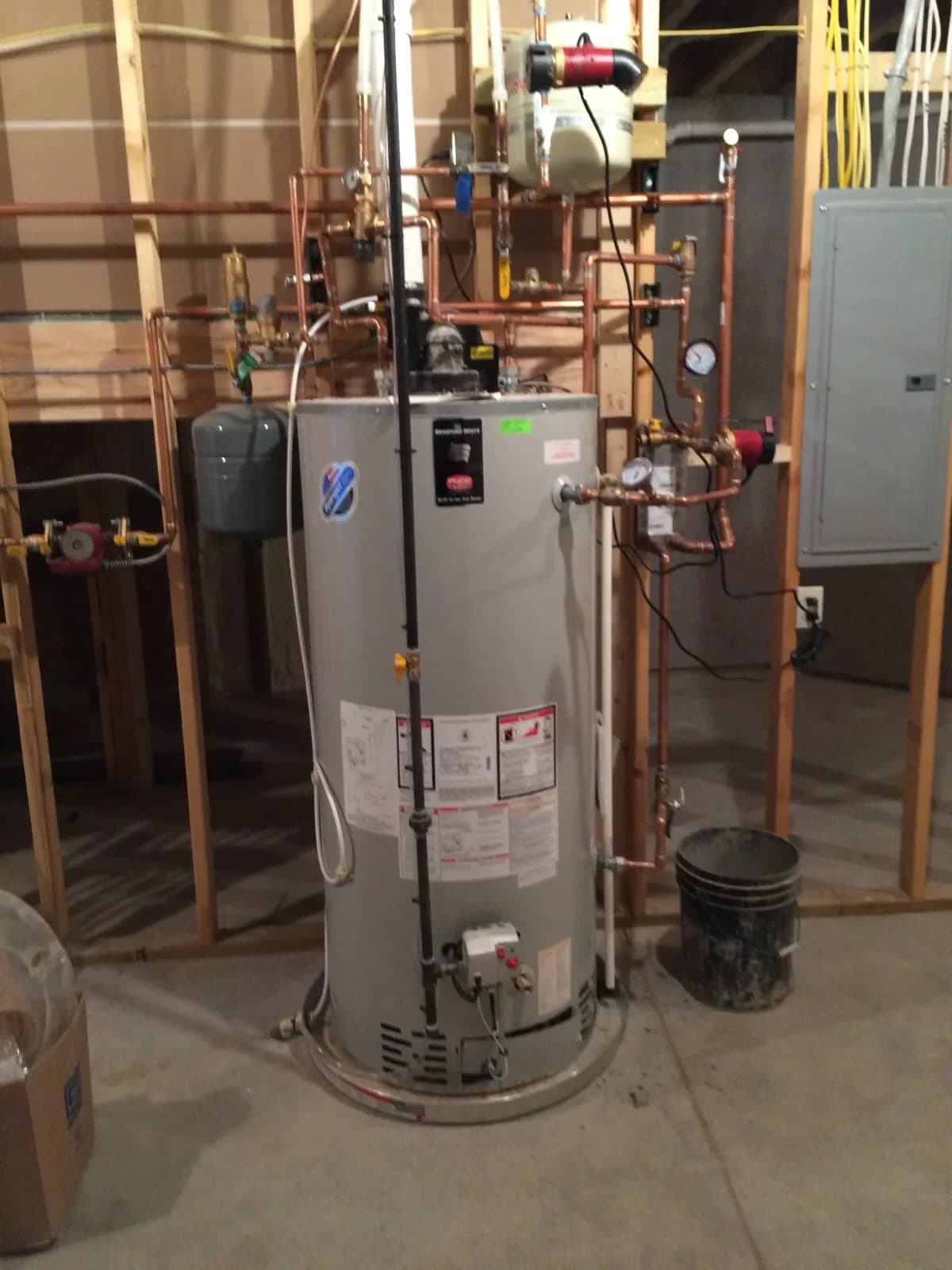 Commercial water heater installation with copper piping
