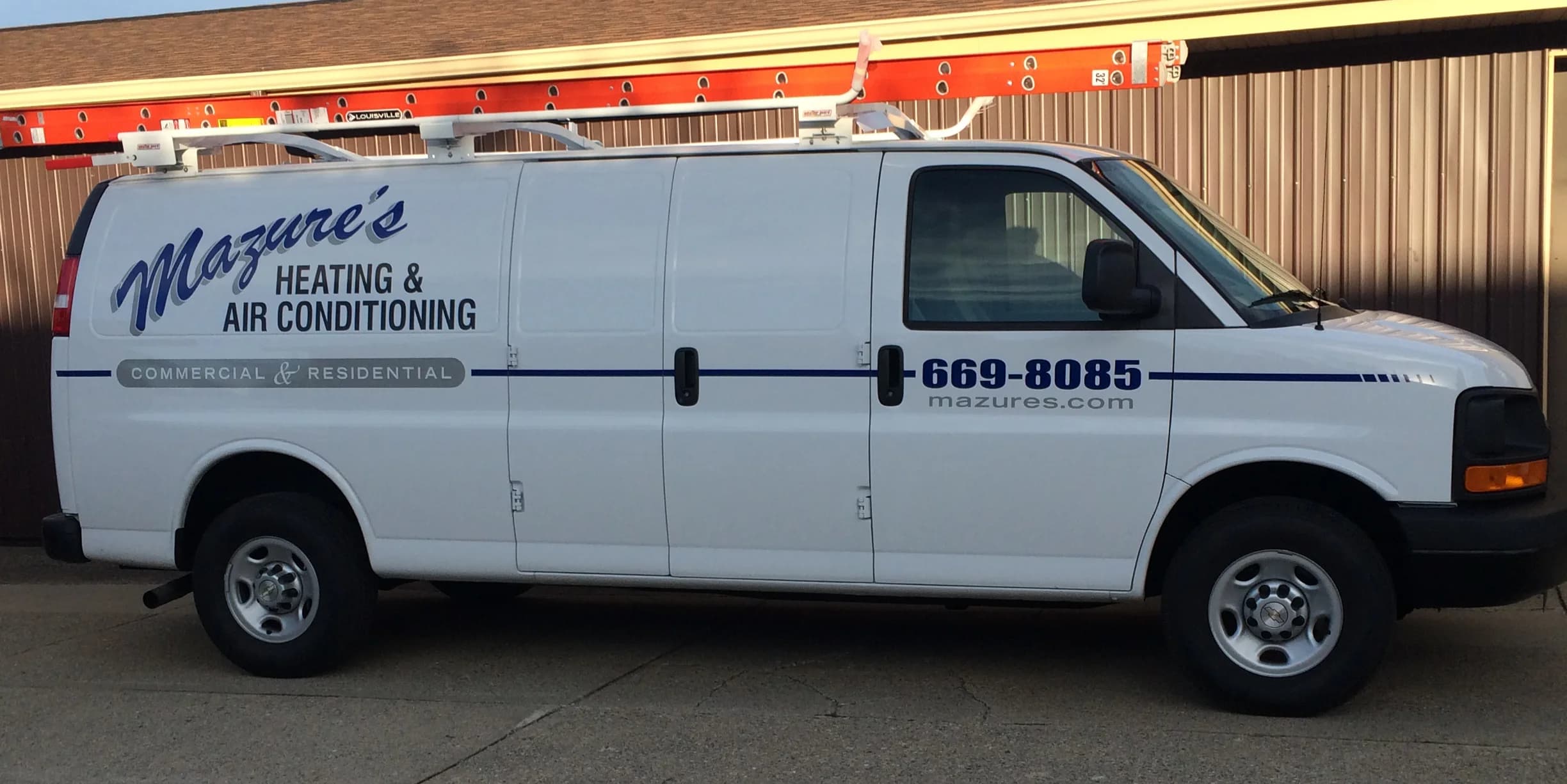 Mazure's Heating & Air Conditioning service van in West Michigan